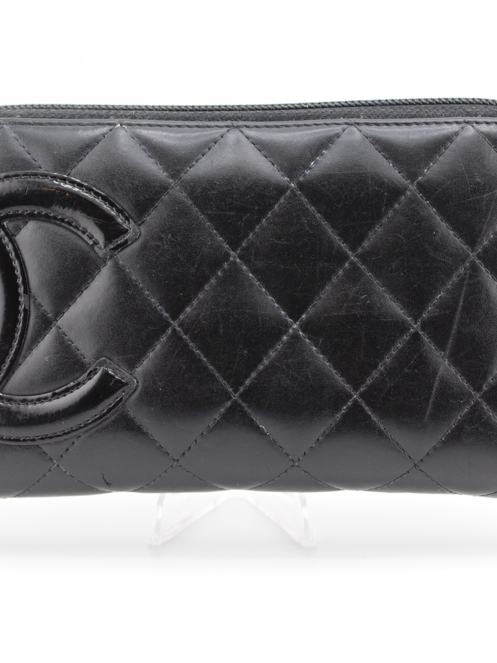 CHANEL Black Quilted Lambskin Card Holder with CC Logo